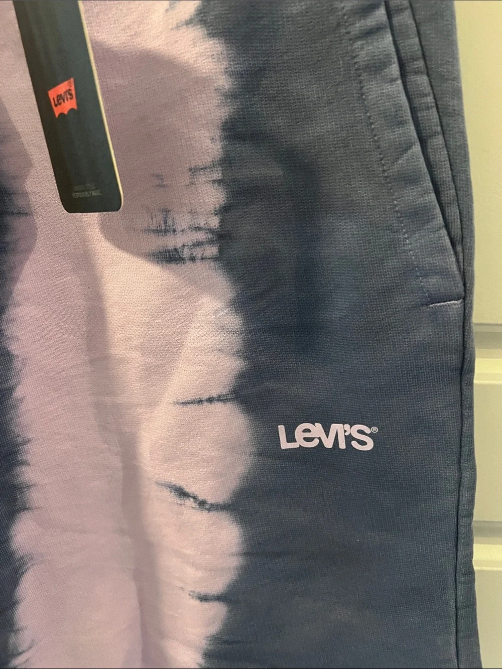 Levi's Men's Lavender and Navy Tie-Dye Fleece Athletic Shorts